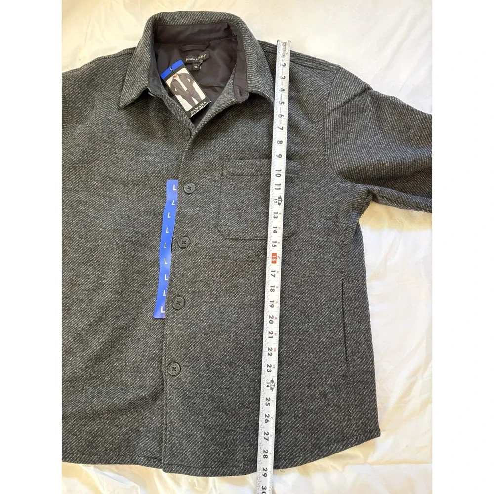 Banana Republic Jacket Mens Large Gray Button Shacket NWT